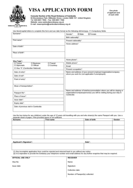 Cambodia Visa Application Form