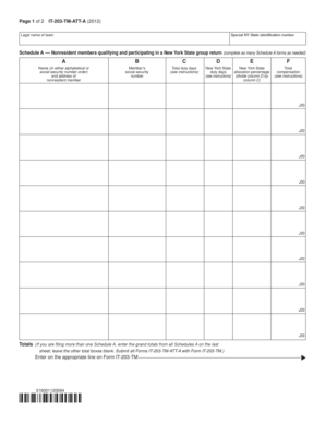 New York State Group Return Schedule A