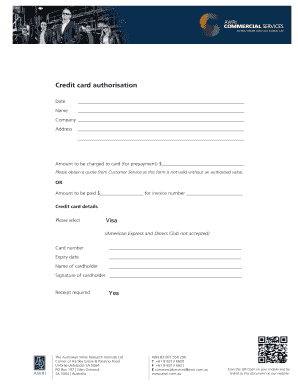 Credit Card Authorisation Form