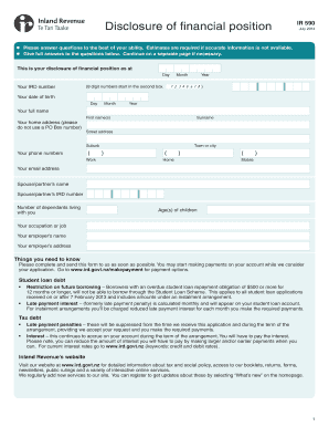 Disclosure of Financial Position IR 590