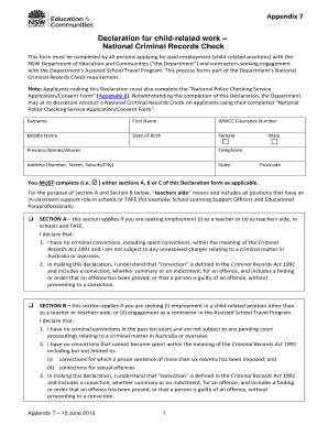 NSW Child-Related Work Declaration