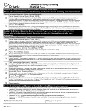 Contractor Security Screening Consent Form