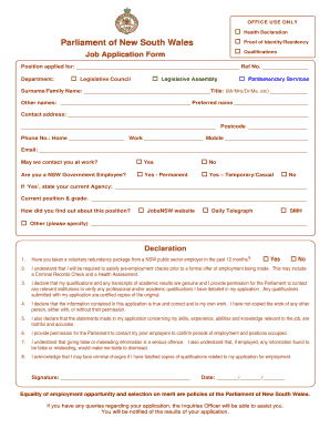 parliament job application form