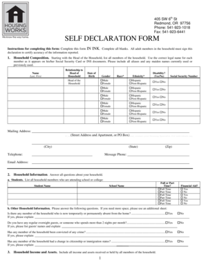 Self Declaration Form