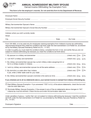Indiana Nonresident Military Spouse Tax Exemption Form