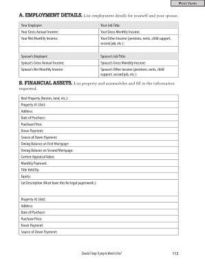 Divorce Financial Impact Assessment Form