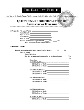 Affidavit of Heirship Questionnaire