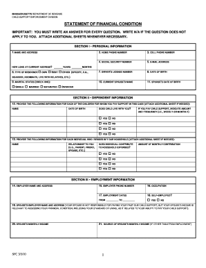 Massachusetts Child Support Financial Statement