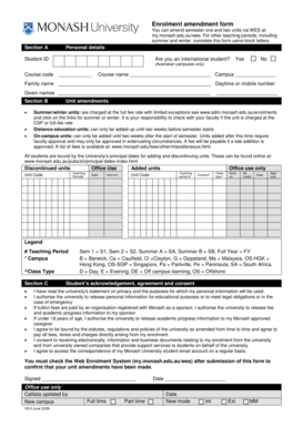 Monash Enrolment Amendment Form