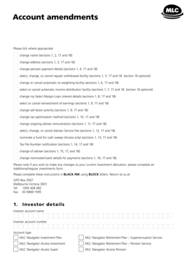 Account Amendments Form