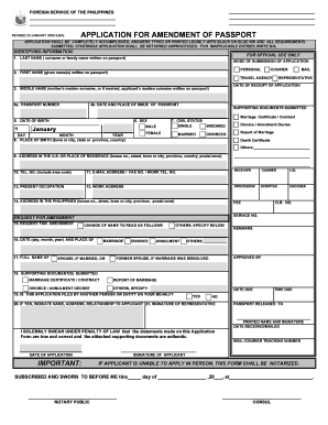 Philippines Passport Amendment Application