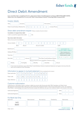 Fisher Funds KiwiSaver Direct Debit Amendment