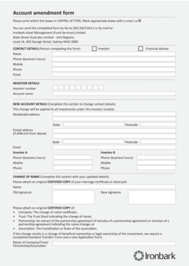 Account Amendment Form