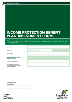 Income Protection Benefit Plan Amendment Form