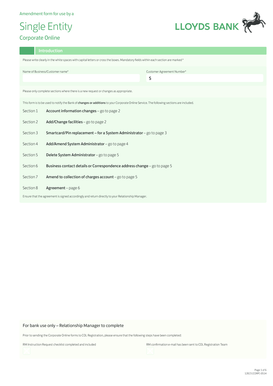 Lloyds Bank Corporate Online Amendment Form