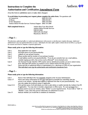 Authorization and Certification Amendment Form