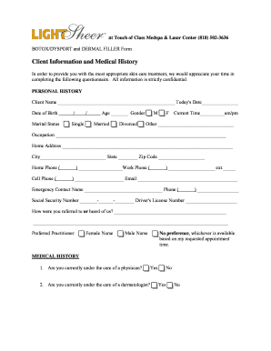 Botox/Dysport and Dermal Filler Form