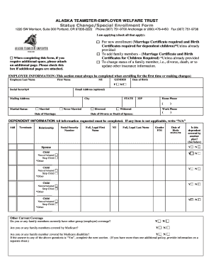 Alaska Teamster-Employer Welfare Trust Status Change Form