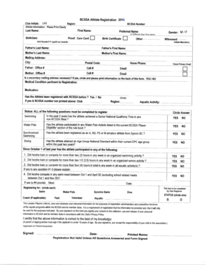 BCSSA Athlete Registration Form 2014