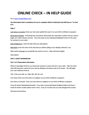 Royal Caribbean Online Check-In Form
