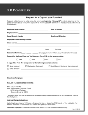 Request for Copy of Form W-2