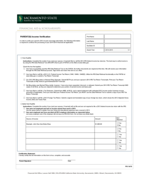 Parent Income Verification Form