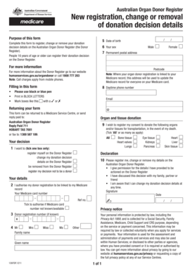 Australian Organ Donor Register Form