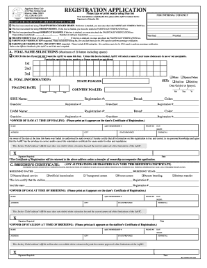 Appaloosa Horse Club Registration Application