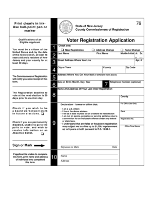 New Jersey Voter Registration Application