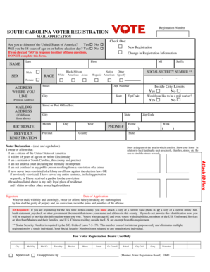 South Carolina Voter Registration Form