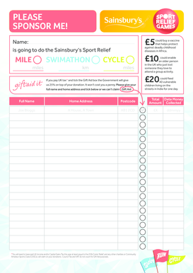 Sport Relief Sponsorship Form