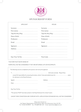 Royal Enclosure Sponsorship Form