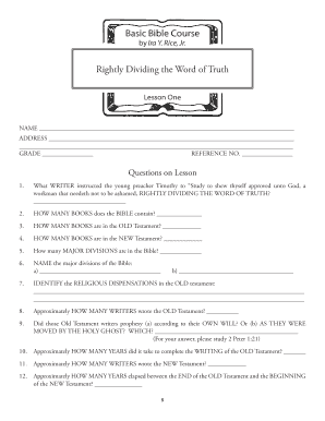 Basic Bible Course Lesson One