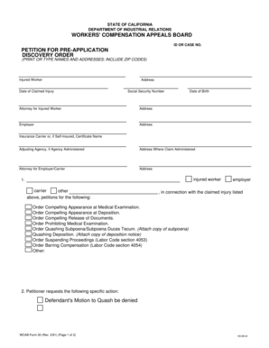 California Workers' Compensation Appeal Board Petition