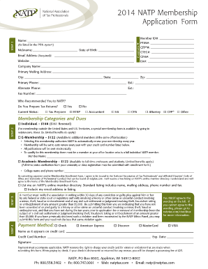 2014 NATP Membership Application Form