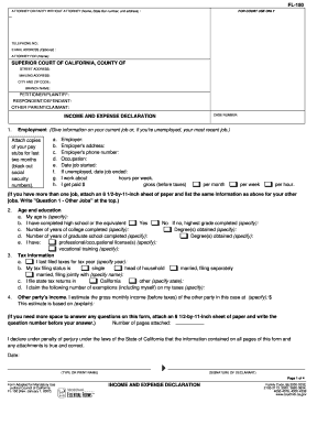 California Income and Expense Declaration Form FL-150