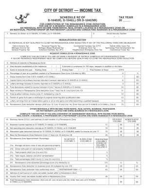 City of Detroit Renaissance Zone Deduction Form