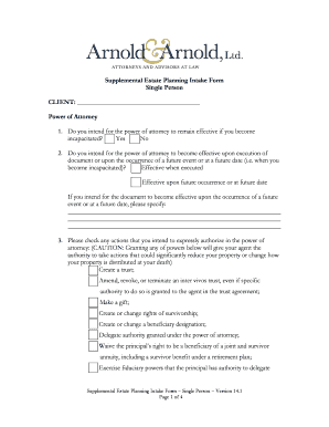 Client intake form template - Supplemental Estate Planning Intake Form Single Person CLIENT ...