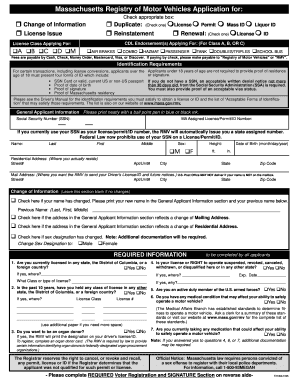 Massachusetts Driver's License Application