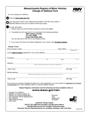 Massachusetts RMV Change of Address Form