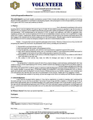 Volunteer Waiver and Indemnity Agreement