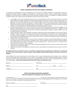 Basketball Release Indemnification Agreement