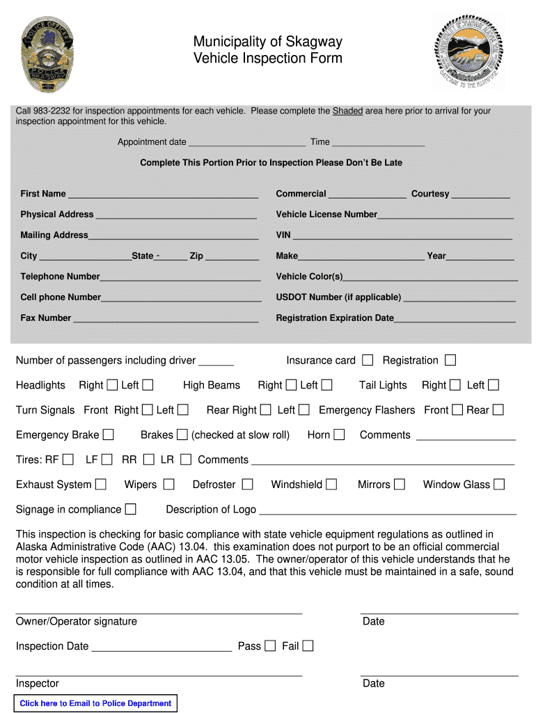 police inspection form Preview on Page 1.