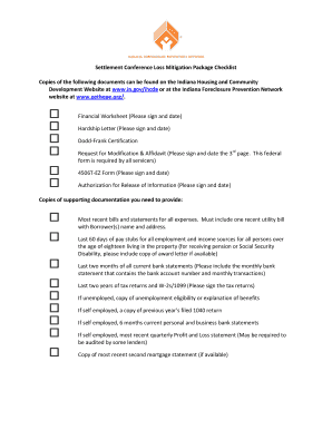 Settlement Conference Loss Mitigation Package Checklist
