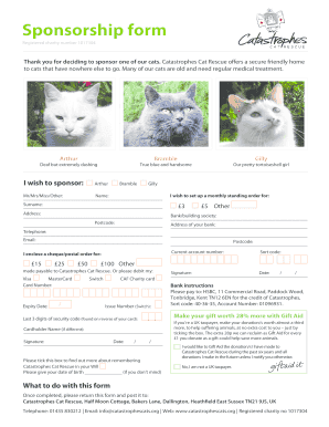 Sponsorship form - Catastrophes Cat Rescue - catastrophescats