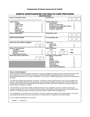Healthcare Provider Survey Questionnaire