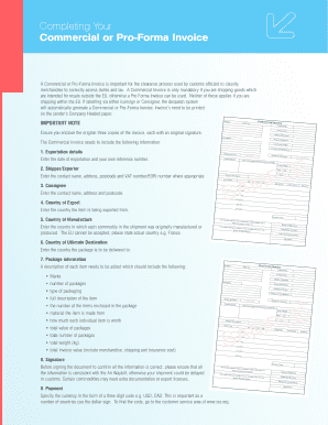 Commercial Pro-Forma Invoice - UK Mail