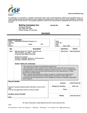 International commercial invoice - Standard Commercial invoice - International Seed Federation