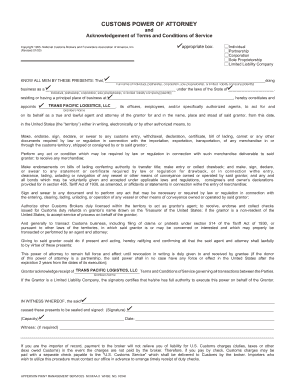 Customs Power of Attorney