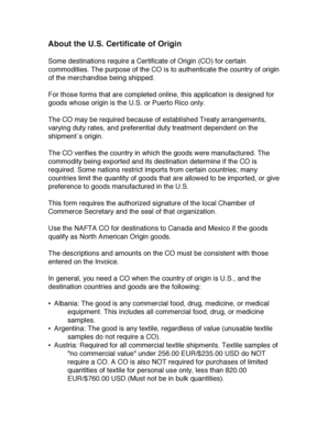 US Certificate of Origin